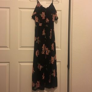 Black & pink flower dress || size extra small